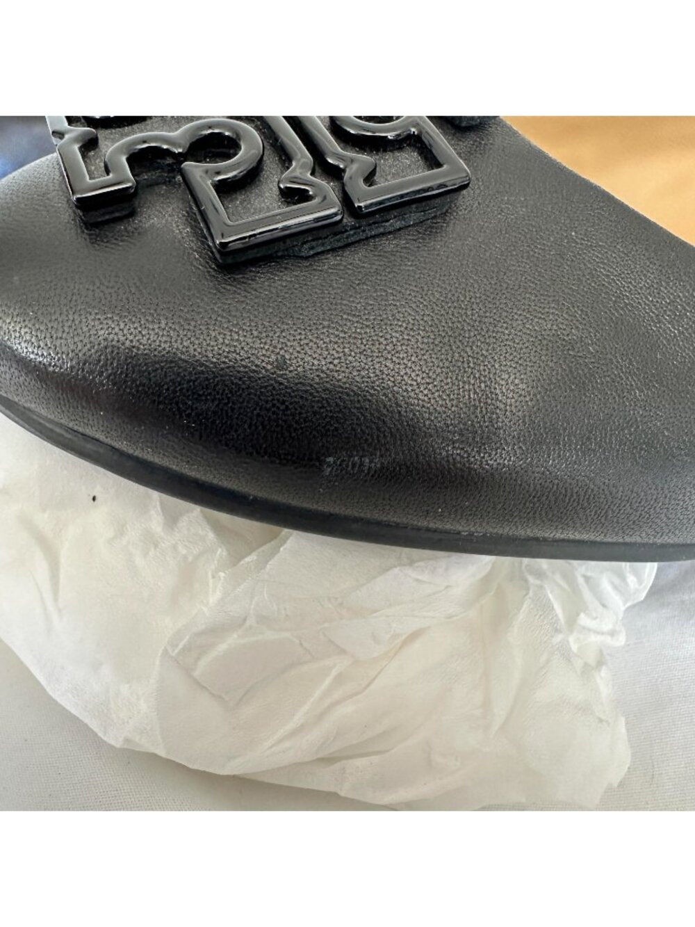 Tory Burch Melinda Black Flats with Logo Detail - Picture 4 of 6